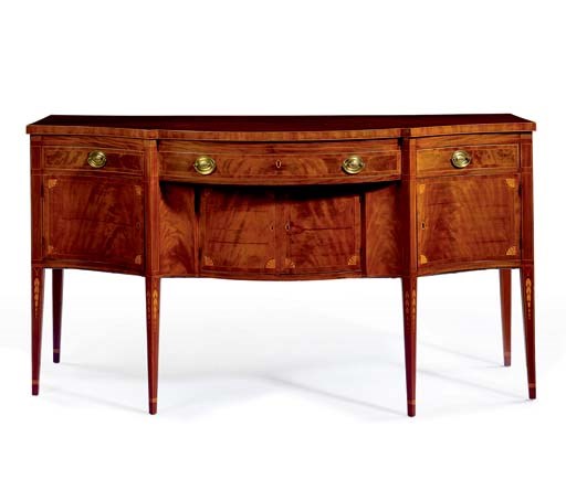 A FEDERAL INLAID MAHOGANY SERPENTINE-FRONT SIDEBOARD