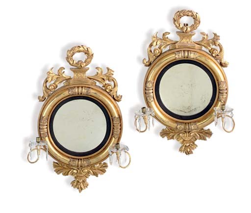 A PAIR OF CLASSICAL GILTWOOD MIRRORS