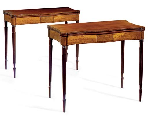 A PAIR OF FEDERAL MAHOGANY CARD TABLES