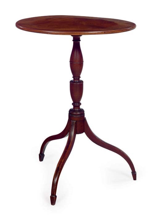 A FEDERAL INLAID WALNUT CANDLESTAND