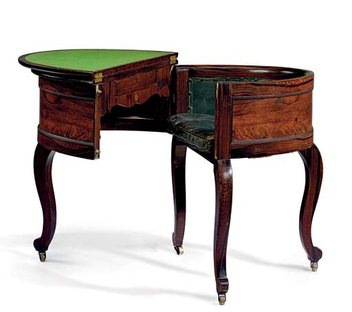 A VICTORIAN WALNUT VENEERED AND GRAIN-PAINTED CHAIR-DESK