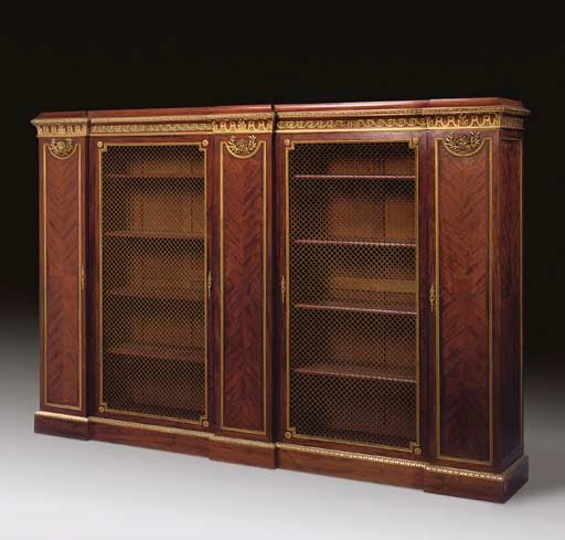 A LOUIS XVI STYLE ORMOLU-MOUNTED MAHOGANY BIBLIOTHEQUE