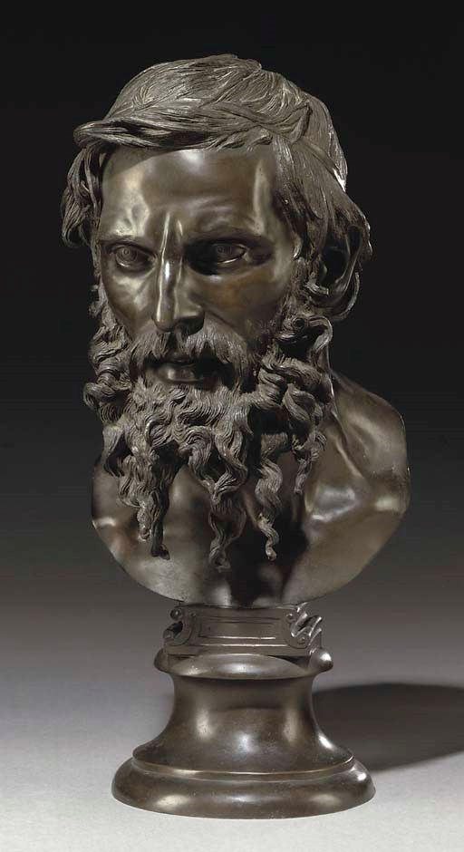 AN ITALIAN BRONZE BUST ENTITLED 'IL FILOSOFO'
