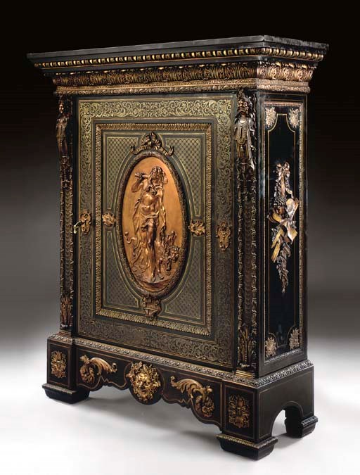 A NAPOLEON III ORMOLU-MOUNTED, CUT BRASS-INLAID, TORTOISESHELL, EBONY AND EBONISED 'BOULLE' MEUBLE D'APPUI