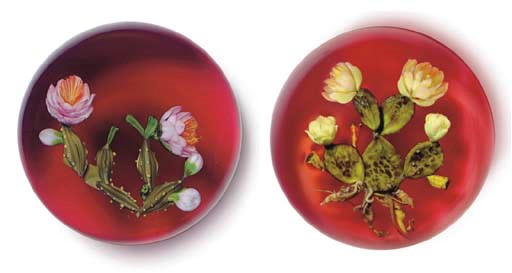 TWO PAUL STANKARD COLOR GROUND CACTUS WEIGHTS