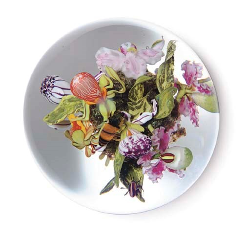 A PAUL STANKARD ORCHID, INSECT AND 'EARTH SPIRIT' WEIGHT