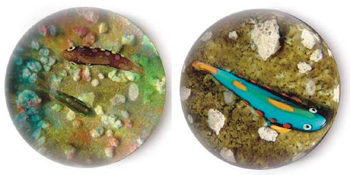 TWO PAUL YSART JASPER GROUND FISH WEIGHTS