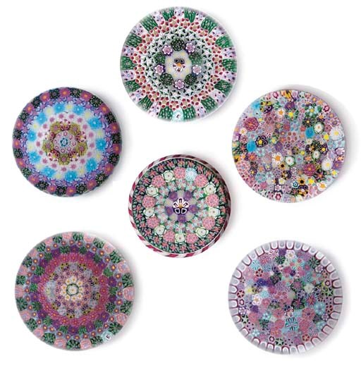 SIX DREW EBELHARE VARIOUS MILLEFIORI WEIGHTS