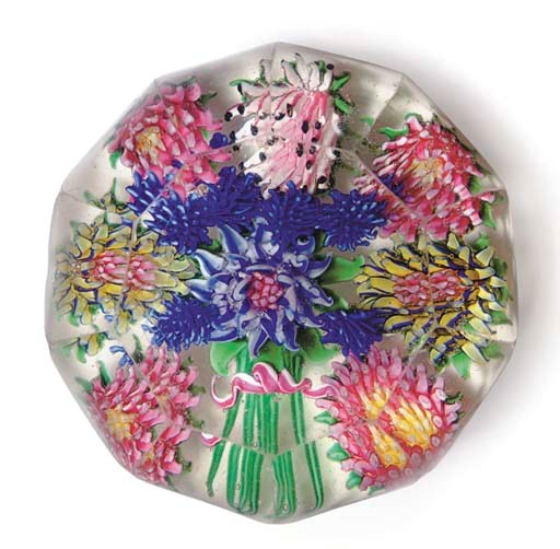 A RUSSIAN FACETED COLOR GROUND BOUQUET WEIGHT