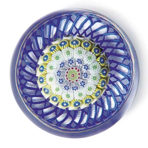 A SAINT LOUIS DATED CONCENTRIC MILLEFIORI MUSHROOM WEIGHT