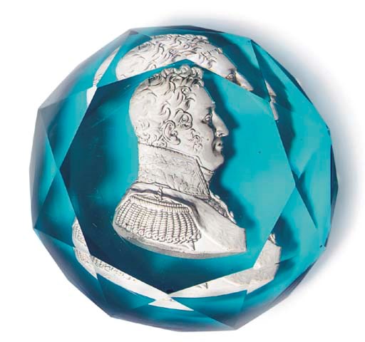 A BACCARAT MAGNUM FACETED SULPHIDE PORTRAIT WEIGHT