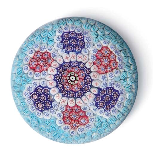 A BACCARAT PANELLED MILLEFIORI CARPET-GROUND WEIGHT