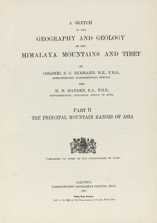 COLONEL SIR SIDNEY GERALD BURRARD (1860-1943) AND SIR HENRY HAYDEN