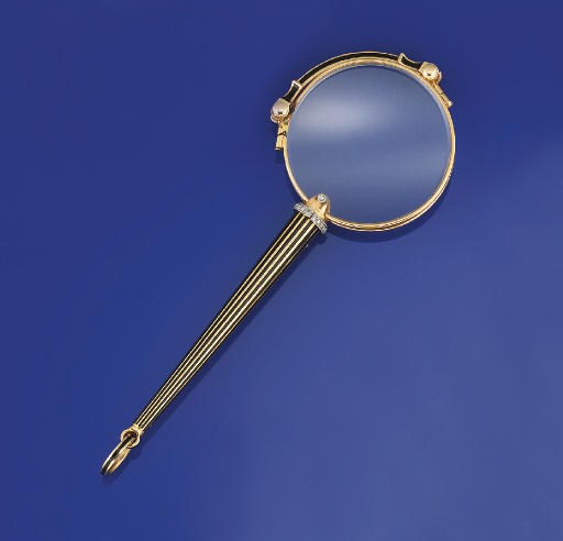 A PAIR OF BELLE EPOQUE GOLD, ENAMEL AND DIAMOND LORGNETTES, BY CARTIER