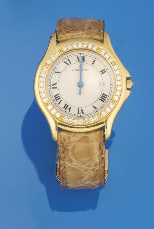 A DIAMOND SET WRISTWATCH, BY CARTIER