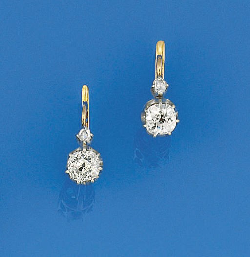 A pair of diamond earrings