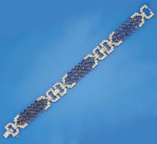 An Art Deco sapphire and diamond bracelet