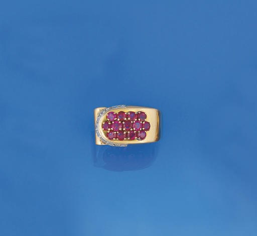 A ruby and diamond ring
