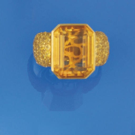 A citrine and yellow sapphire ring, by van der Bauwede