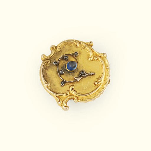 A Russian gold, sapphire and rose-cut diamond brooch