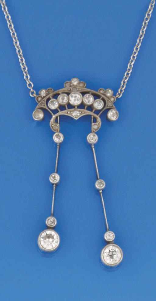 A diamond lavalier necklace