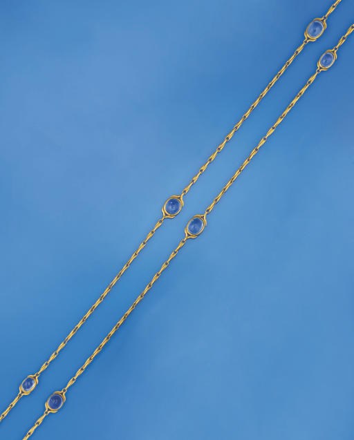 An Early 20th Century sapphire and gold neckchain