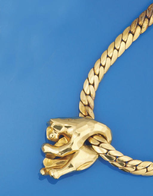 A hanging panther necklace, by Cartier