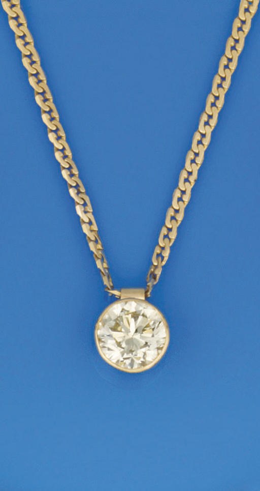 A diamond single stone pendant