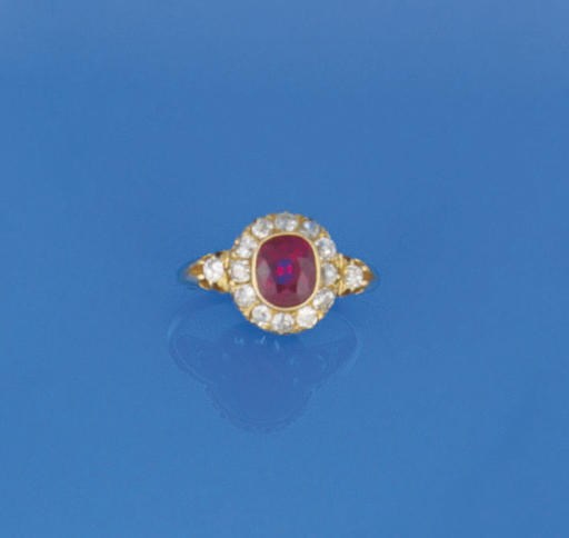 A ruby and diamond cluster ring