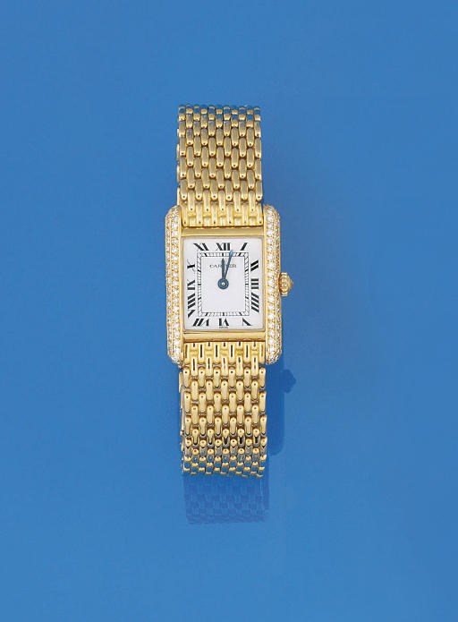 A lady's quartz "tank" wristwatch, by Cartier