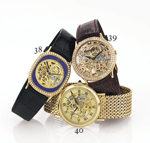 AUDEMARS PIGUET.  AN 18K PINK GOLD AND DIAMOND SKELETONIZED AUTOMATIC WRISTWATCH