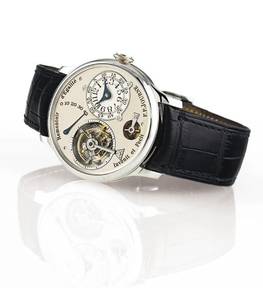 F.P. JOURNE. A RARE AND UNUSUAL PLATINUM TOURBILLON WRISTWATCH WITH CONSTANT FORCE REMONTOIR AND POWER RESERVE
