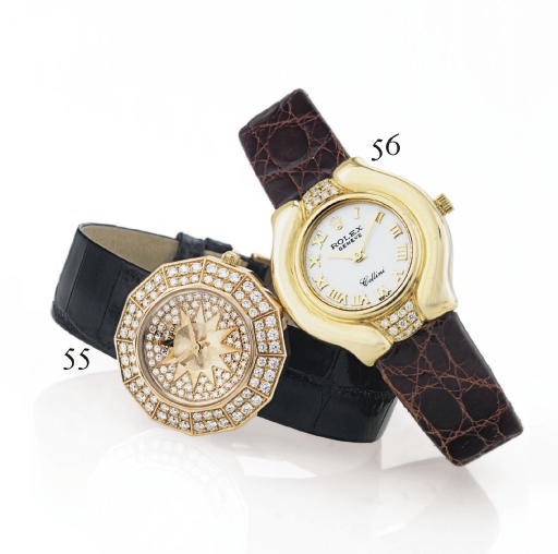 MONTEGA. A LADY'S 18K PINK GOLD AND DIAMOND POLYGONAL WRISTWATCH
