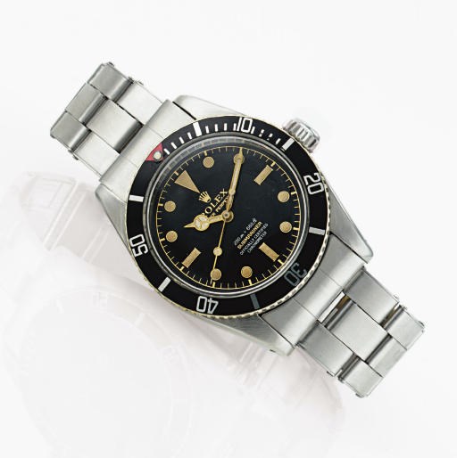 ROLEX.  A RARE STAINLESS STEEL AUTOMATIC DIVER'S WRISTWATCH WITH CENTER SECONDS AND BRACELET