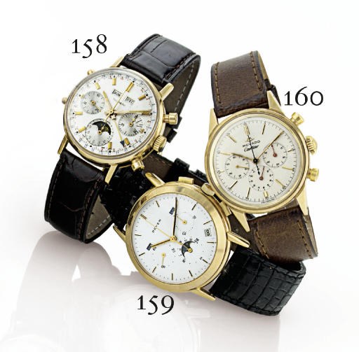BEYER.  AN 18K GOLD TRIPLE CALENDAR CHRONOGRAPH WRISTWATCH WITH MOON PHASES