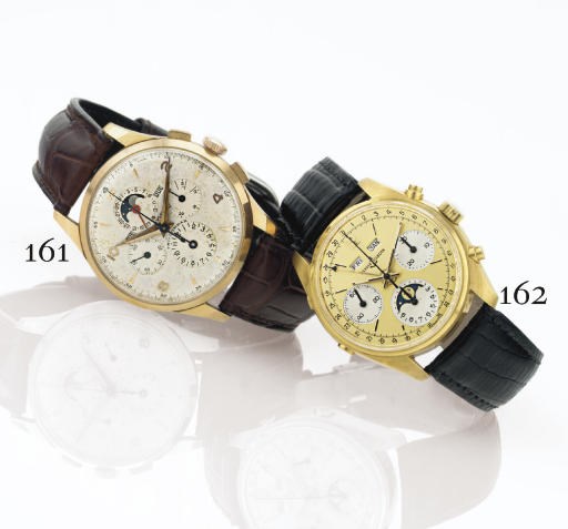 UNIVERSAL. A RARE 18K PINK GOLD TRIPLE CALENDAR CHRONOGRAPH WRISTWATCH WITH MOON PHASES
