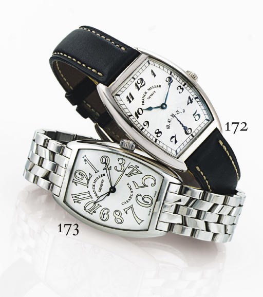 FRANCK MULLER. A STAINLESS STEEL TONNEAU AUTOMATIC WRISTWATCH WITH CENTER SECONDS AND BRACELET