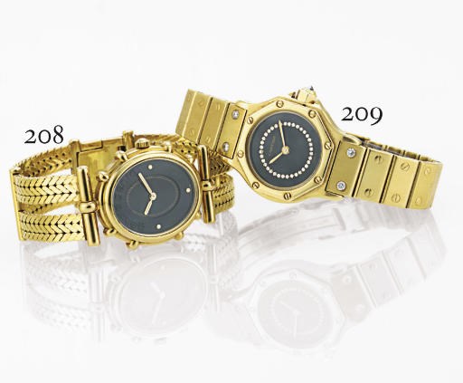 GERALD GENTA. A LADY'S 18K GOLD OVAL BRACELET WATCH