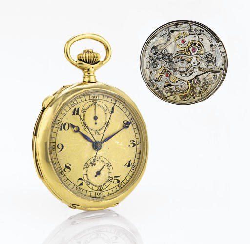 JULES JÜRGENSEN.  A RARE 18K GOLD HUNTER CASE MINUTE REPEATING SPLIT SECOND CHRONOGRAPH KEYLESS LEVER POCKET WATCH