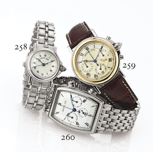 BREGUET. A STAINLESS STEEL AND GOLD AUTOMATIC CHRONOGRAPH WRISTWATCH WITH DATE