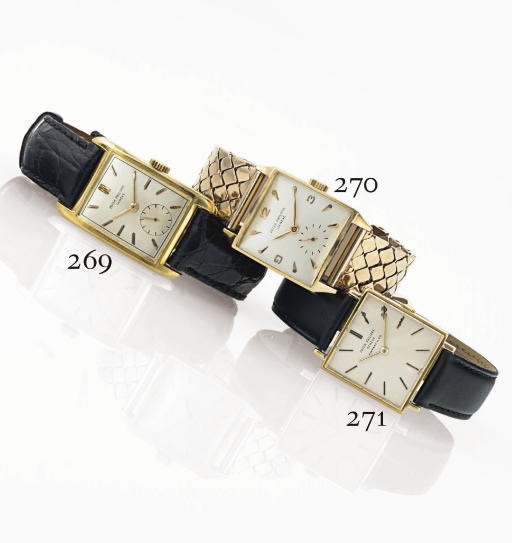 PATEK PHILIPPE.  AN 18K GOLD SQUARE WRISTWATCH