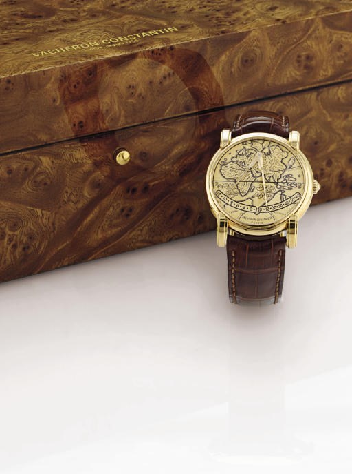 VACHERON CONSTANTIN. AN 18K GOLD AUTOMATIC DOUBLE RETROGRADE WRISTWATCH