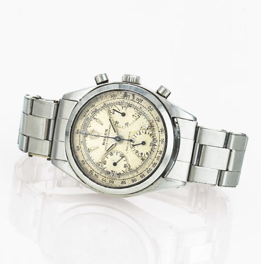 ROLEX. A RARE STAINLESS STEEL CHRONOGRAPH WRISTWATCH WITH BRACELET