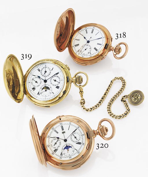 JACCARD.  A FINE 18K PINK GOLD HUNTER CASE MINUTE REPEATING TRIPLE CALENDAR CHRONOGRAPH KEYLESS LEVER POCKETWATCH