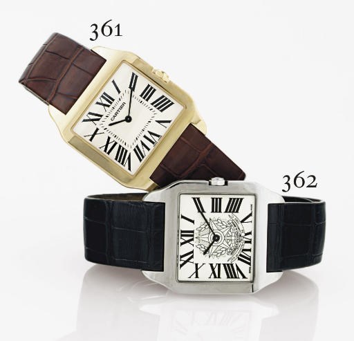 CARTIER.  AN OVERSIZED 18K GOLD SQUARE WRISTWATCH