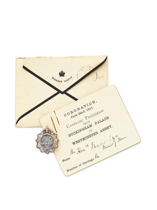 A DIAMOND AND ENAMEL ROYAL PRESENTATION BROOCH