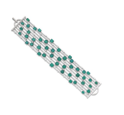 AN EMERALD AND DIAMOND BRACELET, BY HOUSE OF TAYLOR JEWELRY, THE ELIZABETH COLLECTION
