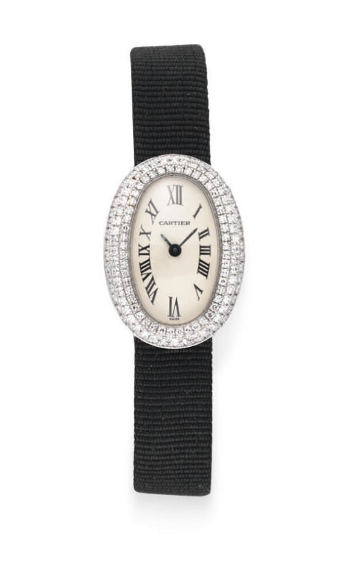 A DIAMOND "BAIGNORE" WRISTWATCH, BY CARTIER