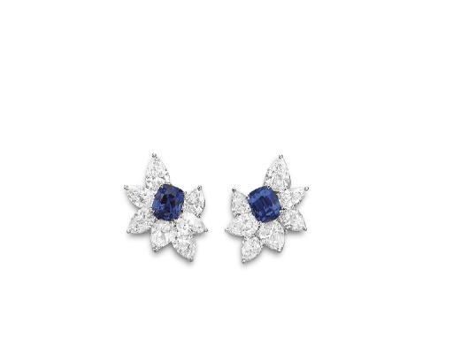 A PAIR OF SAPPHIRE AND DIAMOND EAR CLIPS