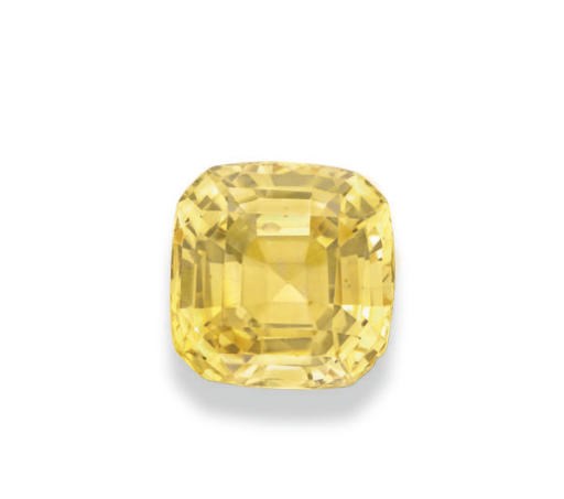 AN UNMOUNTED CUSHION-CUT YELLOW SAPPHIRE